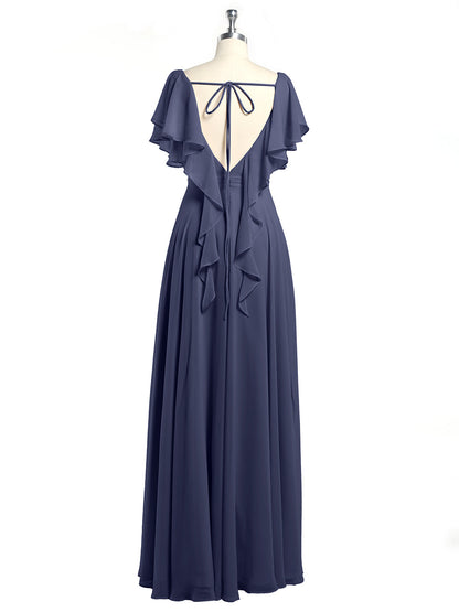V-neck Cap Sleeves Dresses with Ruffles-Stormy