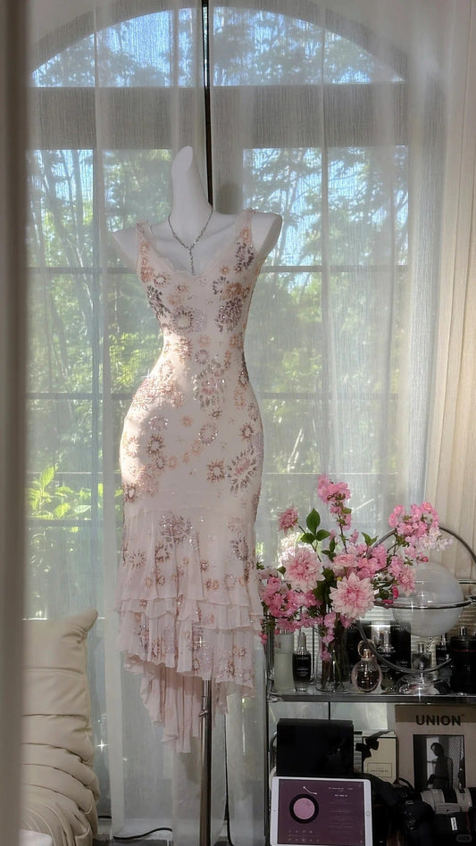 Ivory white floral vintage beaded chiffon short homecoming dress prom dress evening dress party dress gh4821