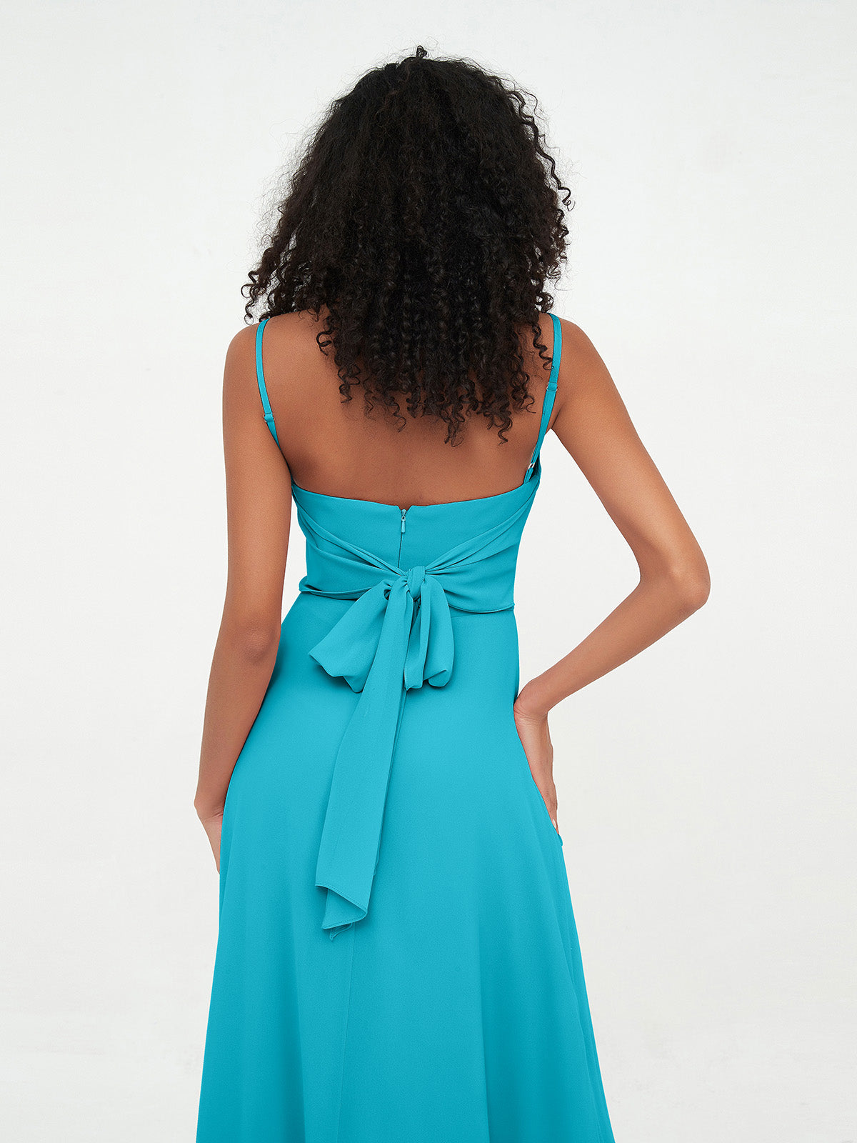 Spaghetti Straps Chiffon Dresses with Sweetheart-Jade
