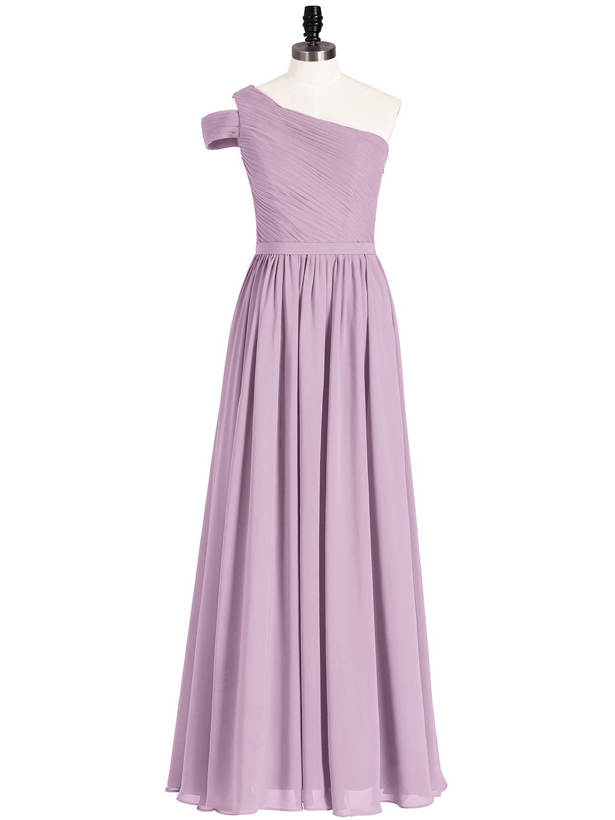 One Shoulder Bridesmaid Gown with Sash-Wisteria