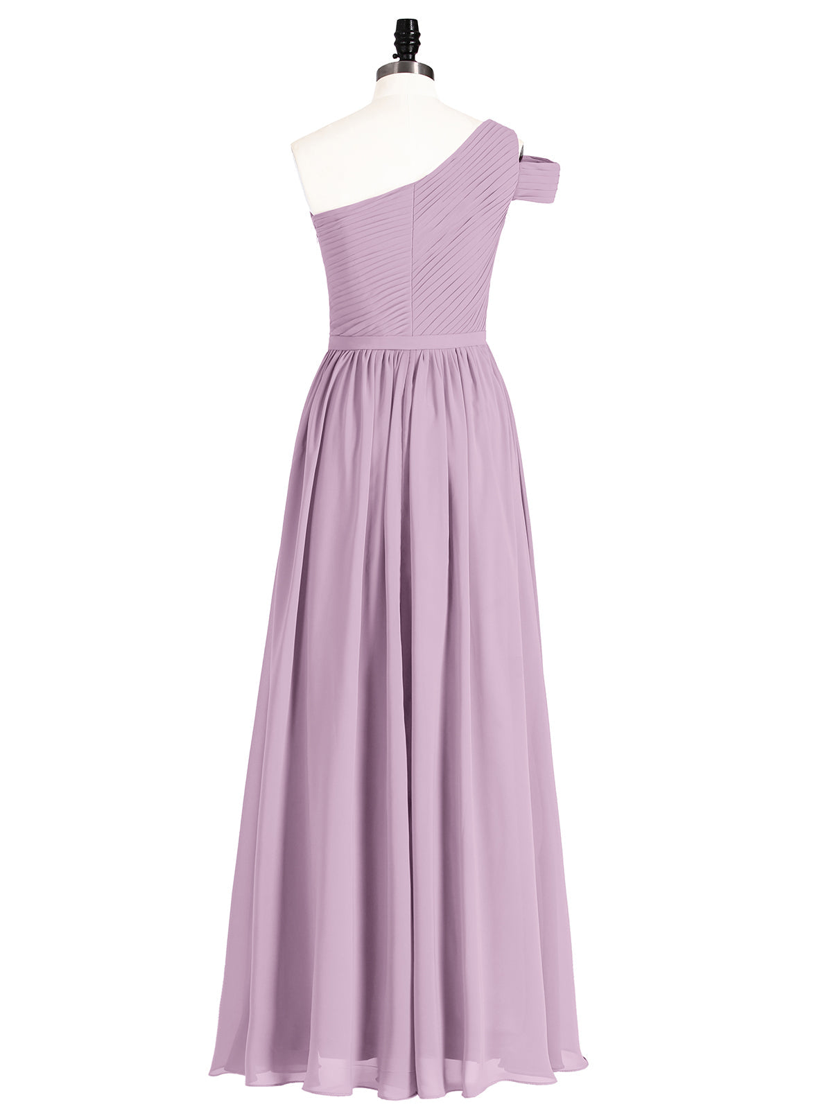 One Shoulder Bridesmaid Gown with Sash-Wisteria