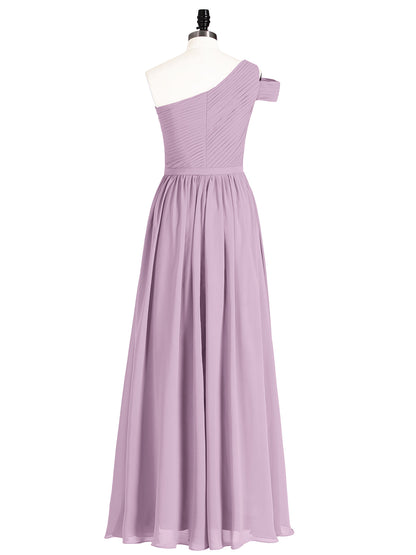 One Shoulder Bridesmaid Gown with Sash-Wisteria