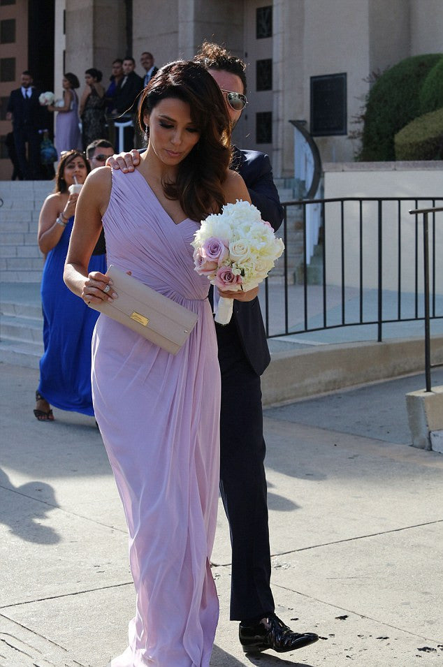 Mature Sleeveless One-shoulder Side Split Pleated Long Bridesmaid Dresses