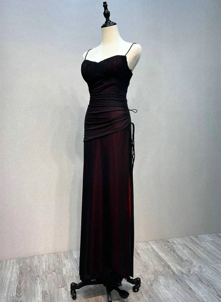 Aimishang Dress Wholesale Black And Red Mermaid Straps Long Evening Paty Dress Prom Dress With Slit