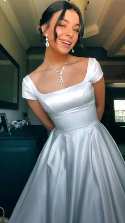 Aimishang Dress Wholesale A Line Long Prom Dress Elegant Wedding Dress Simple Party Evening Dress