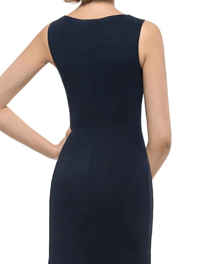 Two Piece Sheath / Column Mother of the Bride Dress Elegant Jewel Neck Floor Length Chiffon Sleeveless with Sequin Split Front - RongMoon