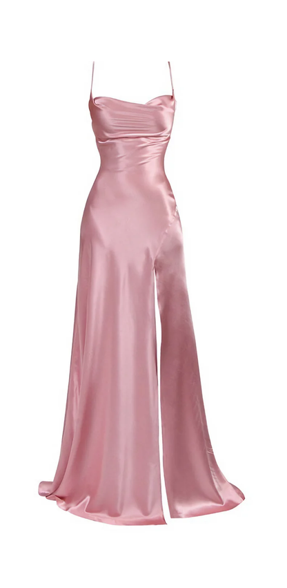 Simple Blue Spaghetti Straps Prom Dress With Split  cc667