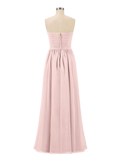 Chiffon Long Strapless Dress for Bridemaids Dusty Rose