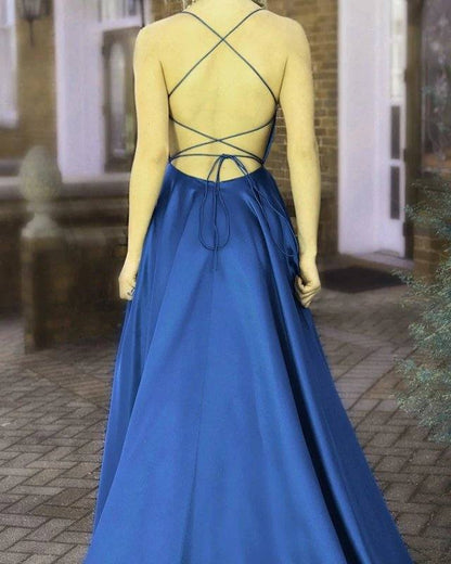 Sexy Backless Long Satin Bridesmaid Dresses - RongMoon