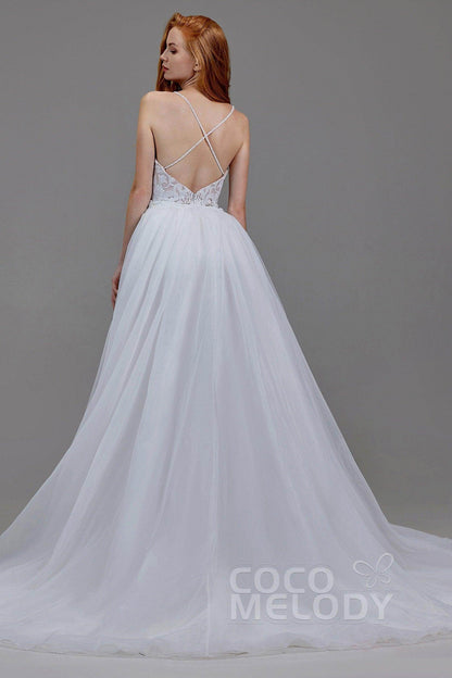 Mermaid Court Train Sequined Lace Wedding Dress LD5780