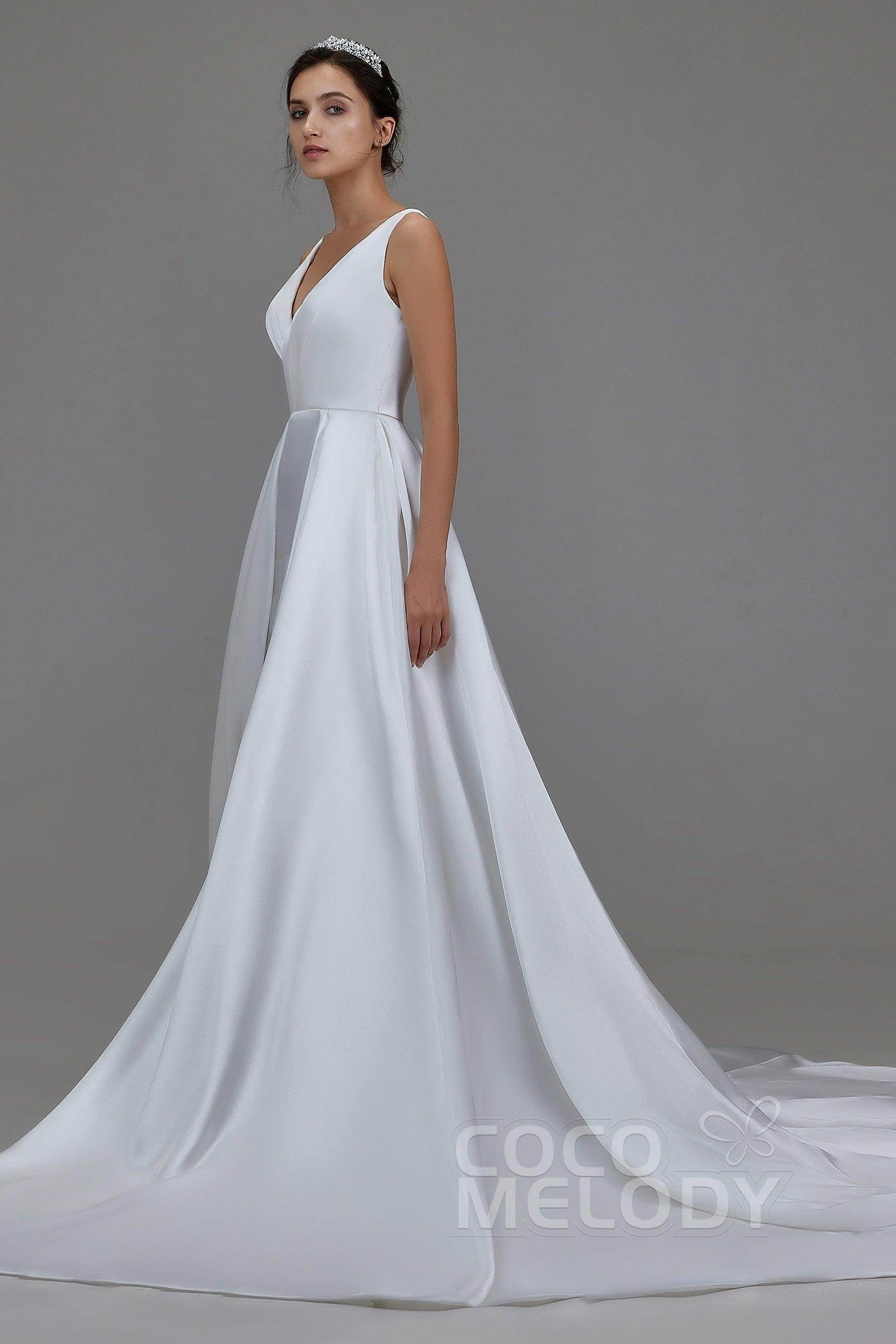 A-Line Chapel Train Pearl yarn Wedding Dress LD5803