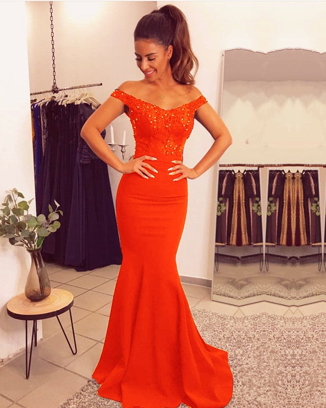 Lace Appliques Mermaid Bridesmaid Dresses Off Shoulder