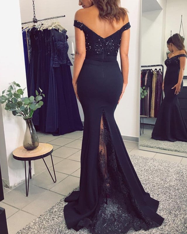Lace Appliques Mermaid Bridesmaid Dresses Off Shoulder