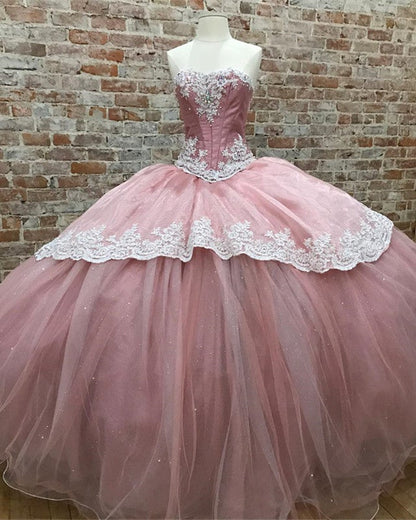 Lace Embroidery Beaded Sweetheart Ball Gown Quinceanera Dresses