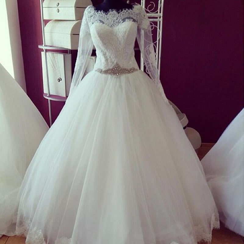 Lace Long Sleeves Vintage Wedding Dresses Princess