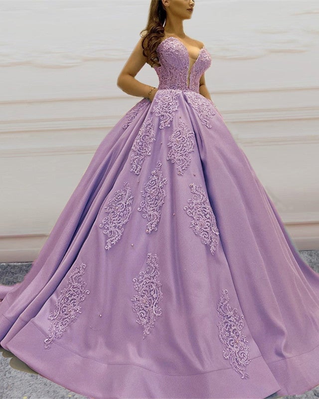 Lace Sweetheart Ball Gown Quinceanera Dresses With Pockets