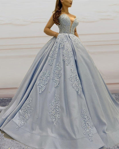 Lace Sweetheart Ball Gown Quinceanera Dresses With Pockets