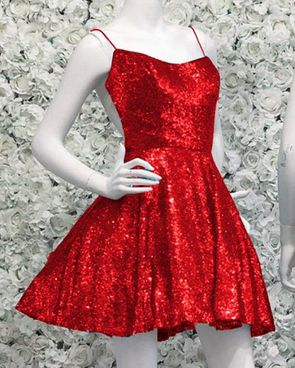Lace Up Back Homecoming Dresses Sequins