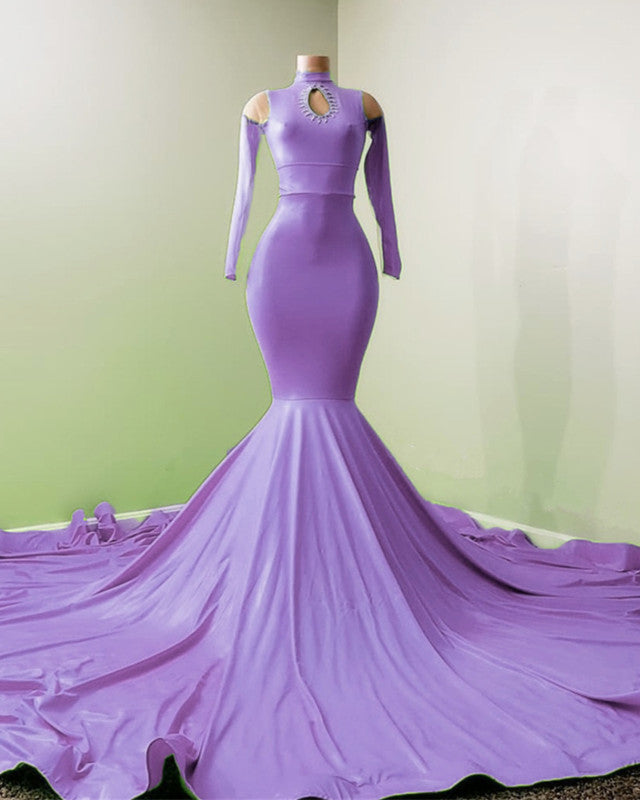 Mermaid Satin Cold Shoulder Prom Dresses