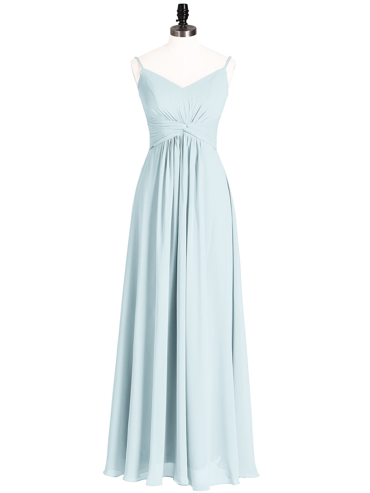 Empire Bridesmaid Gown with Spaghetti Strap-Mist