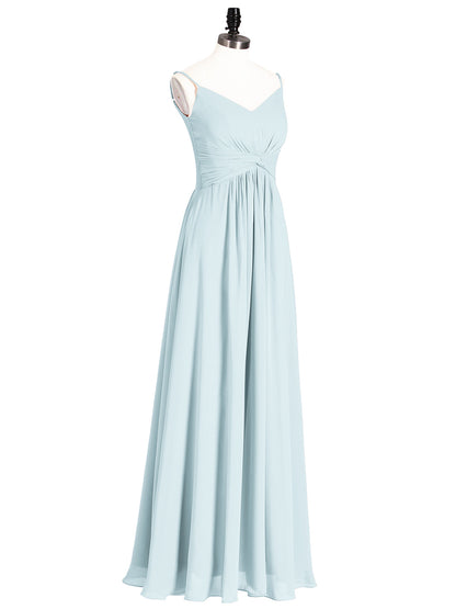 Empire Bridesmaid Gown with Spaghetti Strap-Mist