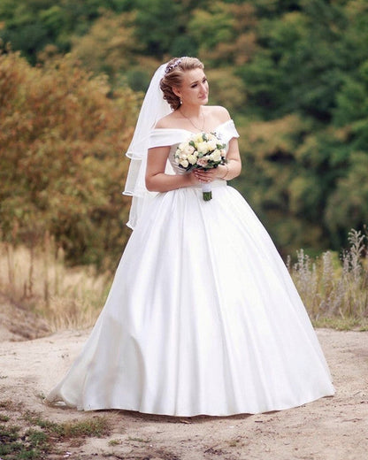 Princess Wedding Dress Ball Gown Satin Off The Shoulder