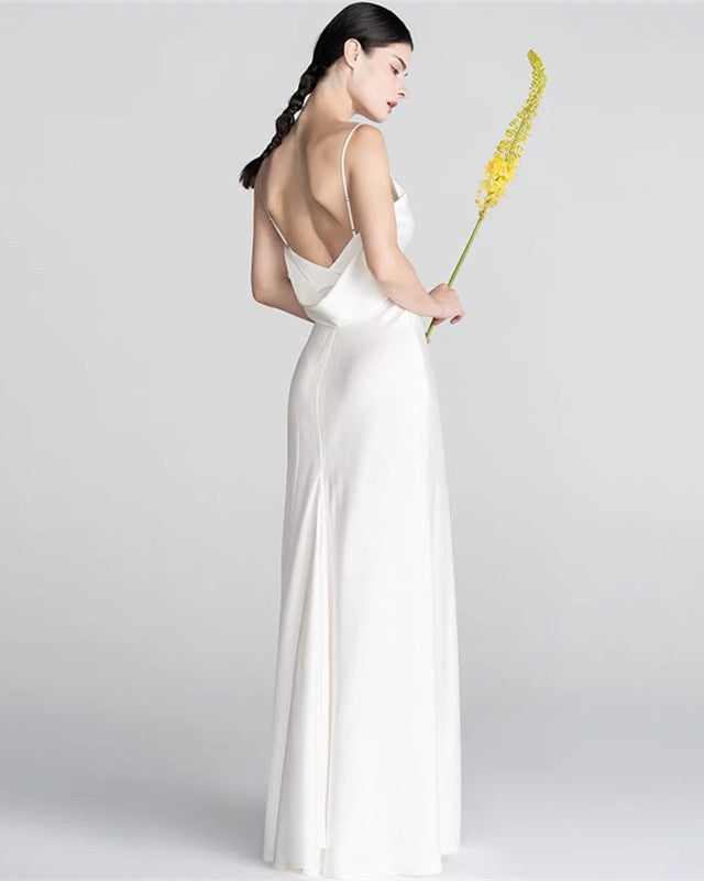 Beach Slip Wedding Dresses Open Back