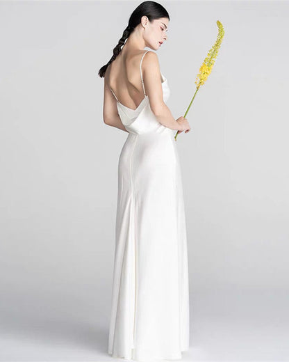 Beach Slip Wedding Dresses Open Back