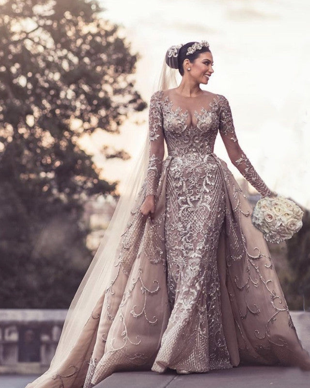Mermaid Embroidery Wedding Dresses Long Sleeves
