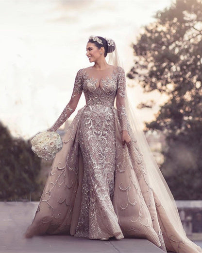 Mermaid Embroidery Wedding Dresses Long Sleeves