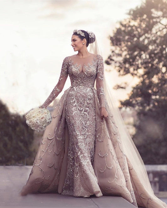 Mermaid Embroidery Wedding Dresses Long Sleeves