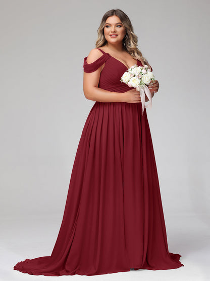Deep V Neck Sexy Chiffon Dress with Slit-Burgundy