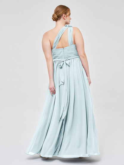 One Flower Shoulder Chiffon Dresses with Pocket Mist