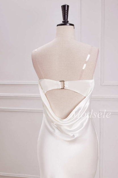 Cowl Back Strapless Mermaid Maxi Dress in White