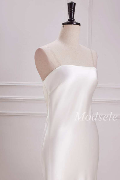 Cowl Back Strapless Mermaid Maxi Dress in White