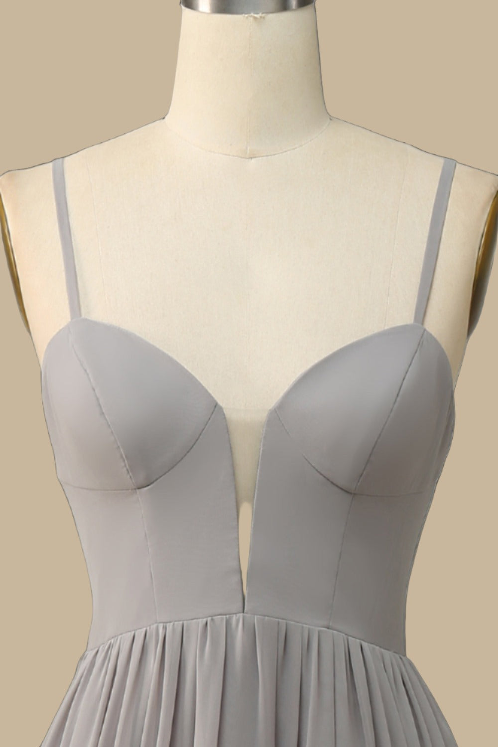 Gray Corset Cutout Back Chiffon Maxi Dress