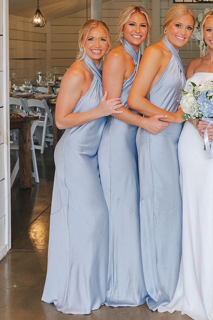 Hater Backless Long Bridesmaid Dress in Champagne