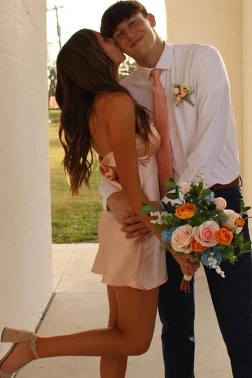 Chic Strapless Sweetheart Backless Sheath Sleeveless Short Party Dress Homecoming Dress HZ1024