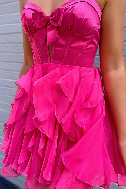 A-Line Ruffles Empire-Waist Sleeveless Strapless Short Homecoming Dress