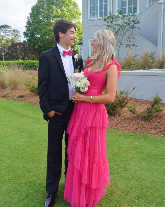 Aimishang Long Prom Dresses Tulle Formal Evening Dress Charming Party Dress
