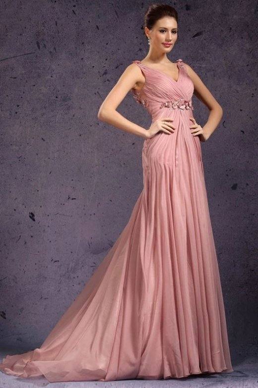Elegant Evening Dresses Mermaid V-neck Chiffon Flowers Long Formal Party Evening Gown Prom Dresses Robe De Soiree - RongMoon