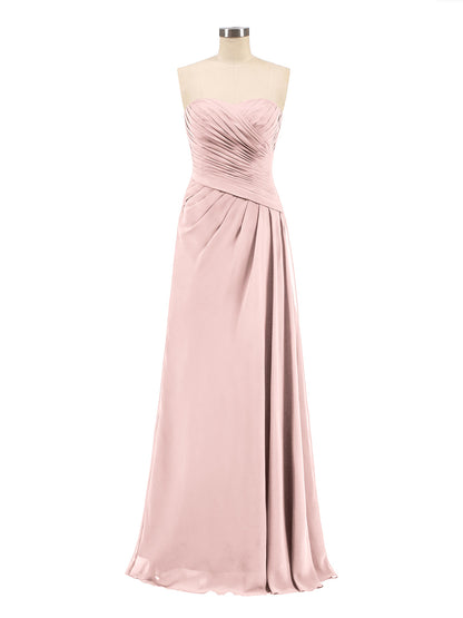 Strapless Sweetheart Neck Chiffon Bridesmaid Gown-Dusty Rose