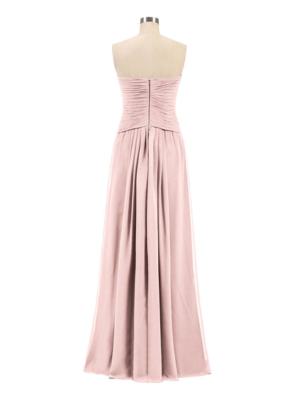 Strapless Sweetheart Neck Chiffon Bridesmaid Gown-Dusty Rose