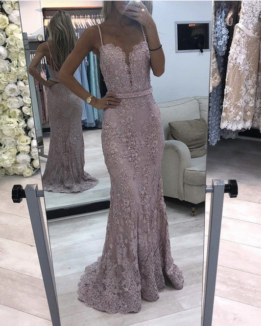 Mermaid Lace Sweetheart Spaghetti Straps Dresses