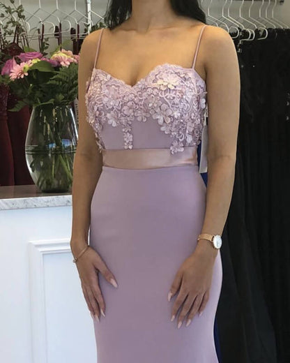 Mermaid Mauve Applique Dress