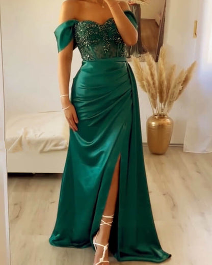 Mermaid Emerald Green Satin Corset Dress
