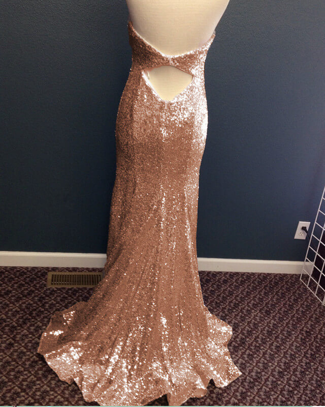 Mermaid Halter Rose Gold Prom Dress