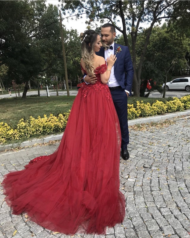 Mermaid Off Shoulder Evening Dress Lace Embroidery