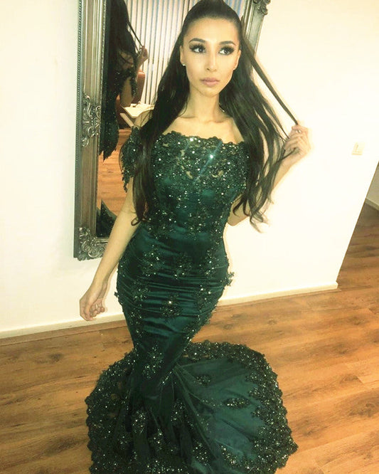Off Shoulder Lace Mermaid Evening Dresses Elegant