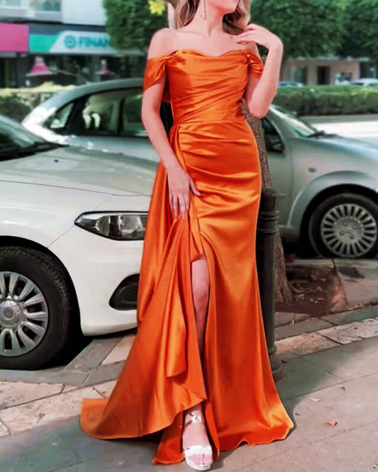 Mermaid Burnt Orange Satin Dress